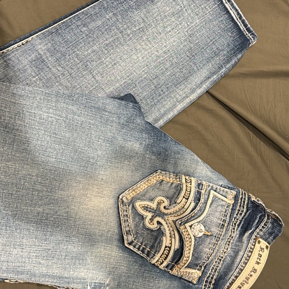 Rock Revival Women's Dark and Light Blue Jeans - Picture 3 of 11